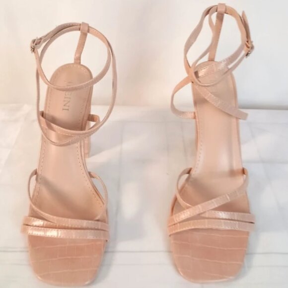 JEEINI Shoes - Jeeini Nude Strappy Block Heel Ankle Strap Sandals Womens Size 41 NEW